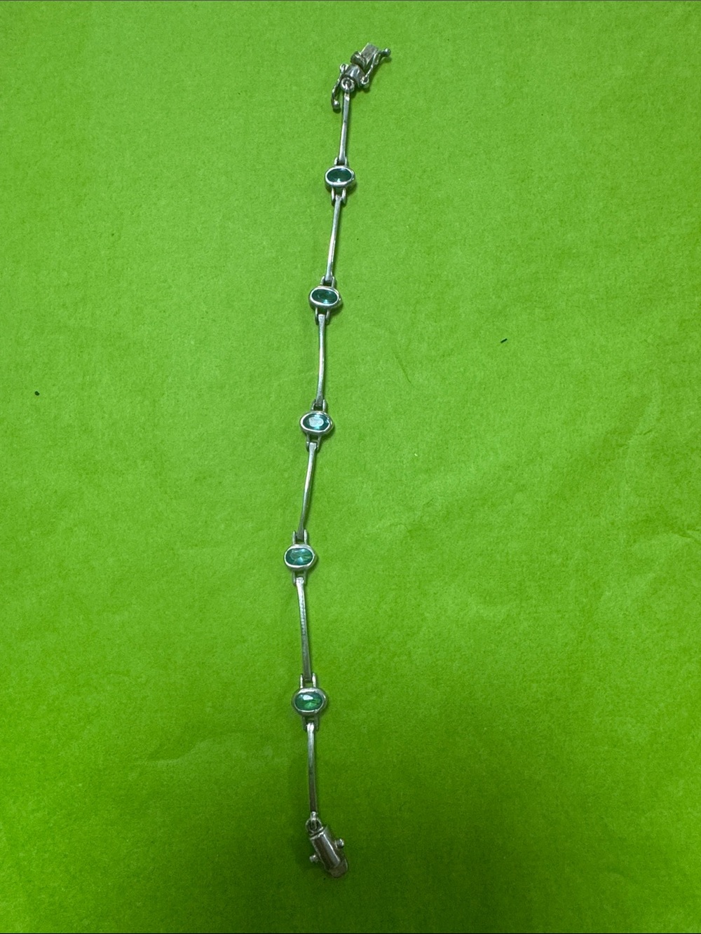 Sterling Silver Aqua Stone Tennis Bracelet - Elegant Women's Jewelry